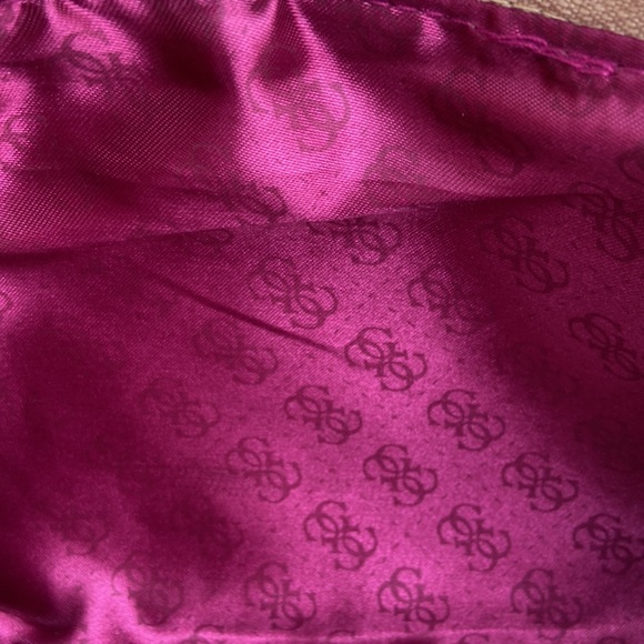 Guess Snake Skin inspired Gold Clutch, Bright Pink interior Disco Retro vibes - Picture 7 of 8